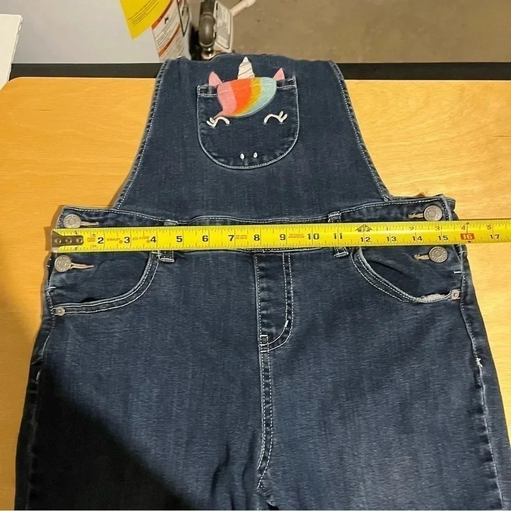 Girls' Unicorn Overalls Jeans - Cat & Jack Skinny Leg Stretch Size XL 14/16